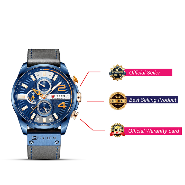Picture of Curren 8379 Chronograph Leather Watch for Men - Blue