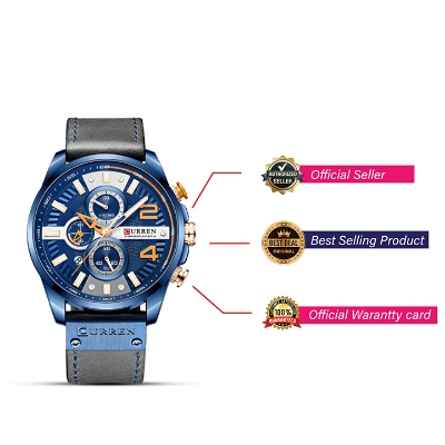 Picture of Curren 8379 Chronograph Leather Watch for Men - Blue