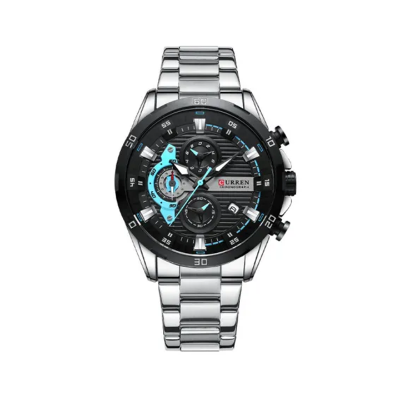 Picture of Curren 8402 Chronograph Stainless Steel Watch for Men - Silver Black