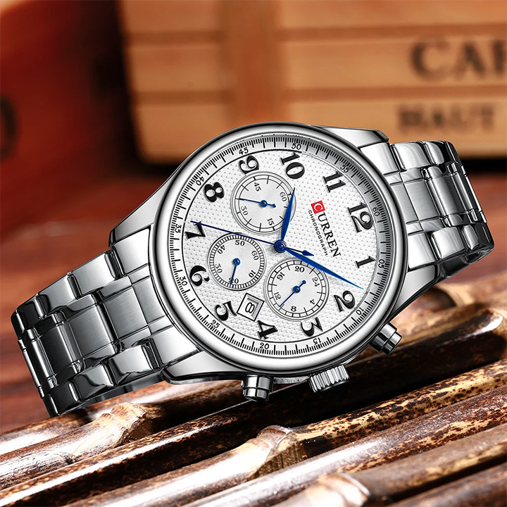 Picture of Curren 8466 Chronograph Luxury Watch for Men - Silver