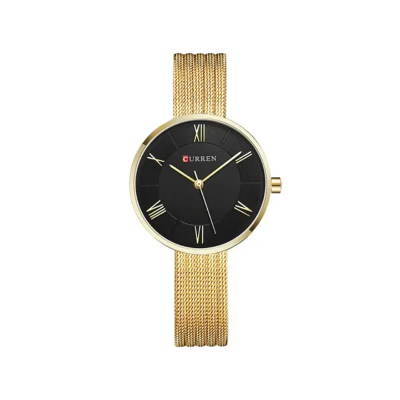 Picture of Curren 9020 Classic Chain Watch for Women - Gold Black