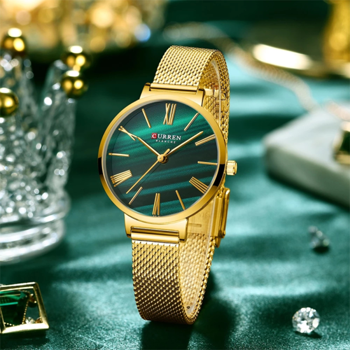 Picture of Curren 9076 Quartz Wristwatch for Women - Gold & Green