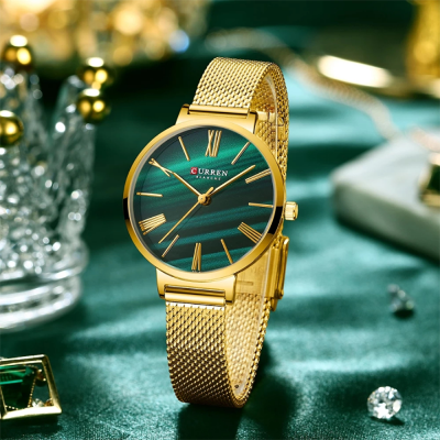 Picture of Curren 9076 Quartz Wristwatch for Women - Gold & Green