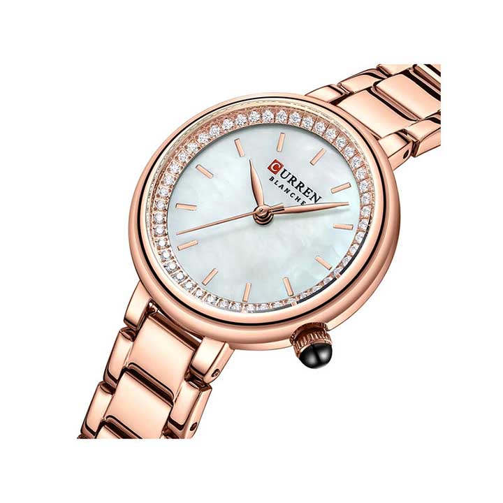 Picture of Curren 9087 Stone Chain Watch for Women - Gold Silver
