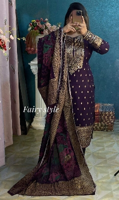 Picture of Unstitched Cotton Three Piece-Shalwer Kameez For Women