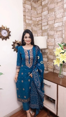 Picture of Unstitched Cotton Three Piece-Shalwer Kameez For Women