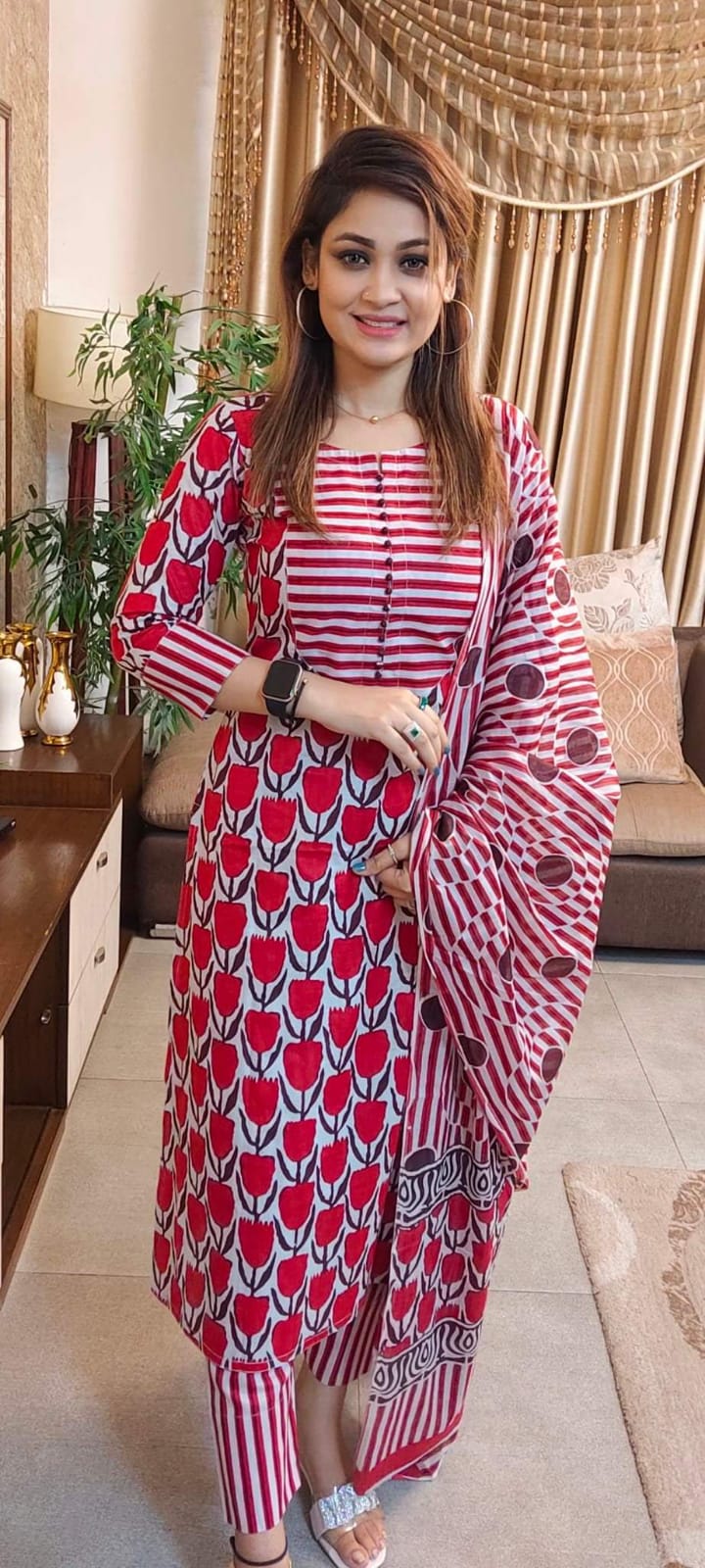 Picture of Unstitched Cotton Three Piece-Shalwer Kameez For Women