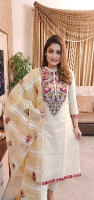 Picture of Unstitched Cotton Three Piece-Shalwer Kameez For Women