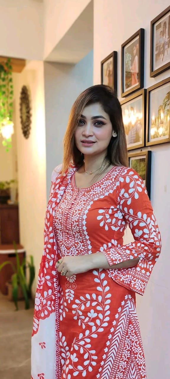 Picture of Unstitched Cotton Three Piece-Shalwer Kameez For Women