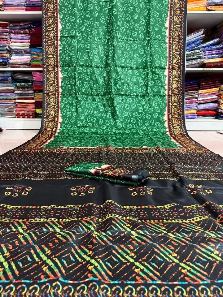 Picture of সিল্ক বাটিক শাড়ী  ব্লাউস পিচ্ সহ - Silk Batik Saree with Blouse Piece