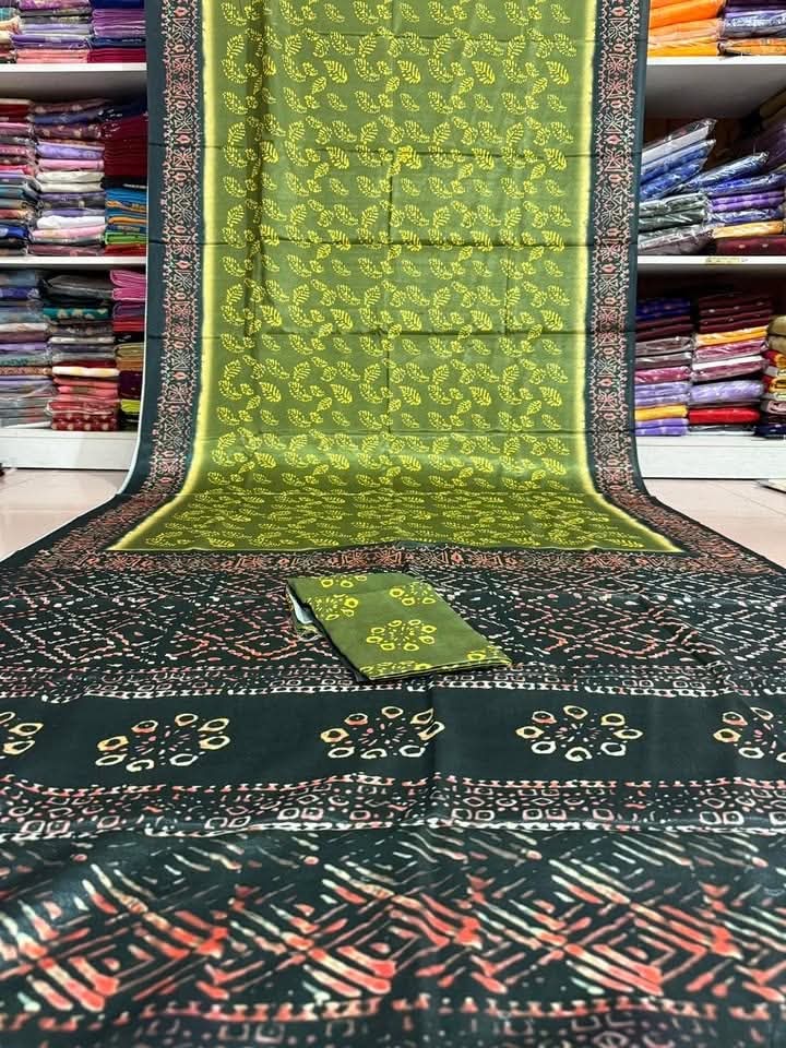 Picture of সিল্ক বাটিক শাড়ী  ব্লাউস পিচ্ সহ - Silk Batik Saree with Blouse Piece