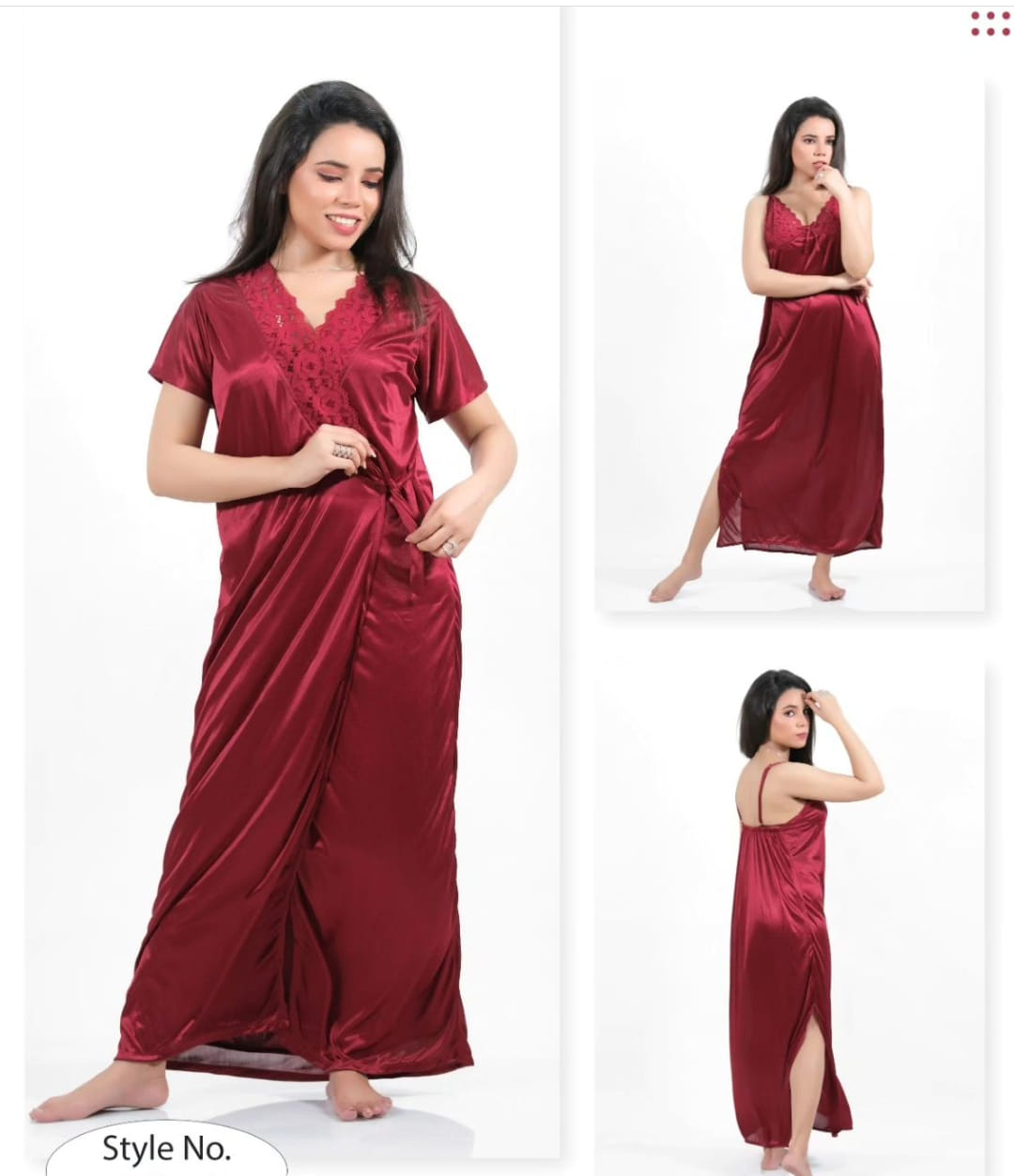 Buy Fashionable and Comfortable 2-Part Long Solid Color Night Dress Set Choice for Nighttime Wear.  at best Price In Bangladesh