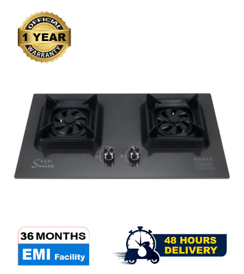 Buy Gazi Smiss Gas Stove High Quality Tempered Glass Double Burner GH-8201M Online at Best Price	