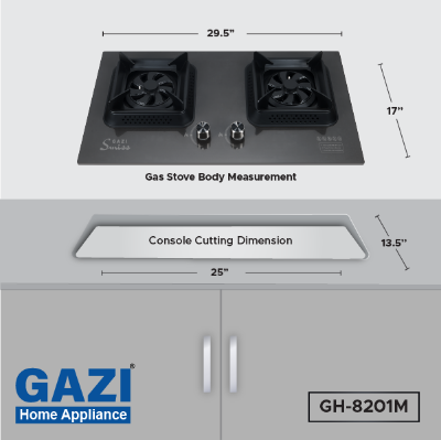 Buy Gazi Smiss Gas Stove High Quality Tempered Glass Double Burner GH-8201M Online at Best Price