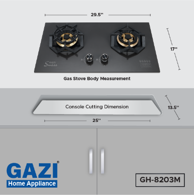 Buy Gazi Smiss Gas Stove High Quakity Ceramic Marble Double Burner GH-8203M Online at Best Price