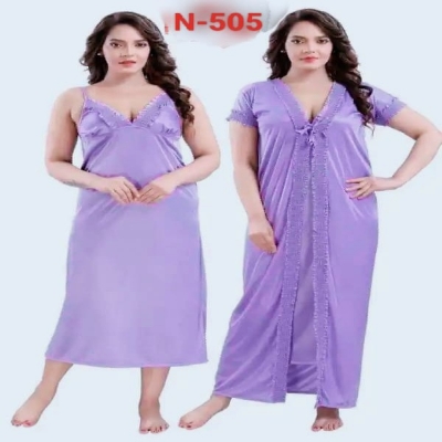 Picture of Sleeping Robes Solid Color Stain Lady Sleeping Gown Night Dress For Women(505)