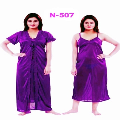 Picture of Sleeping Robes Solid Color Stain Lady Sleeping Gown Night Dress For Women(507)