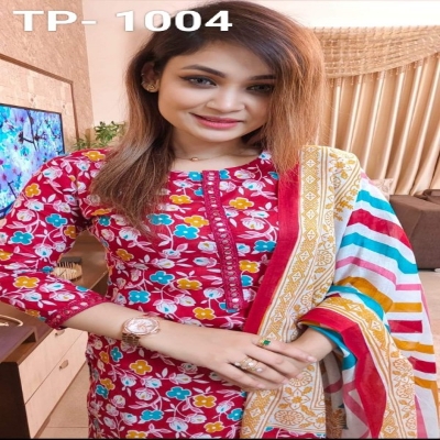 Picture of New Unstitched High Quality Cotton  Print Three Piece For Women(1004)