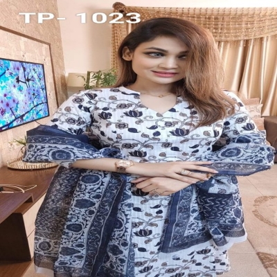Picture of Multicolor Pure Cotton Unstitched Afsan & Screen Print Exclusive, Stylist, Fashionable Three Pics For Woman.(1023)
