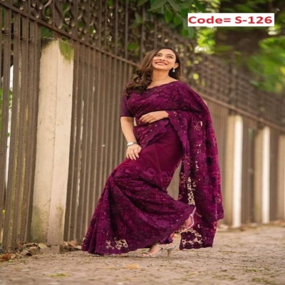 Picture of Georgette High Quality Embroidery Stylish Sharee (S-104)