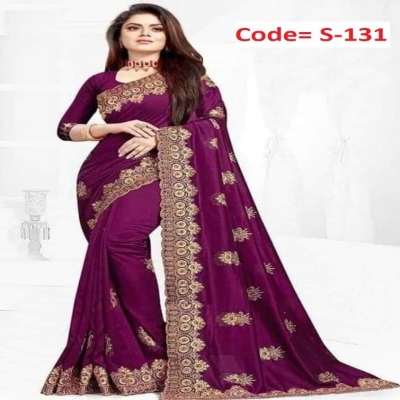 Picture of Georgette High Quality Embroidery Stylish Sharee (S-131)