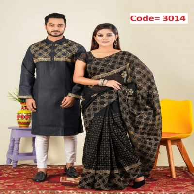 Picture of Block Printed Dhupian Silk Couple Set ( 3014 )