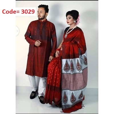 Picture of Block Printed Dhupian Silk Couple Set ( 3029 )