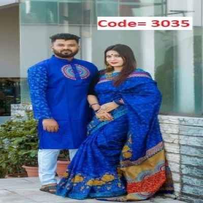 Picture of Block Printed Dhupian Silk Couple Set ( 3035 )