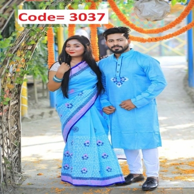 Picture of Block Printed Dhupian Silk Couple Set (3037)
