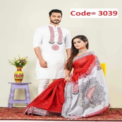 Picture of Block Printed Dhupian Silk Couple Set (3039)