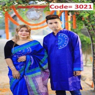 Picture of Block Printed Dhupian Silk Couple Set (3021)