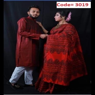 Picture of Block Printed Dhupian Silk Couple Set (3019)