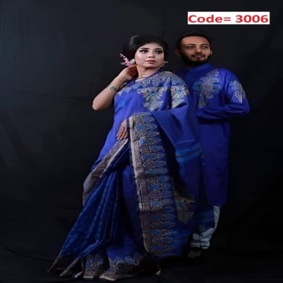 Picture of Block Printed Dhupian Silk Couple Set I3008)