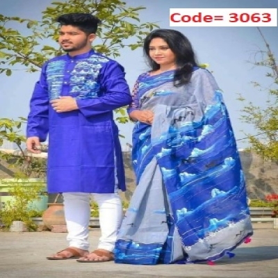 Picture of Block Printed Dhupian Silk Couple Set (3063)