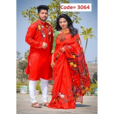 Picture of Block Printed Dhupian Silk Couple Set (3054)
