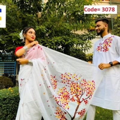Picture of Block Printed Dhupian Silk Couple Set (3078)