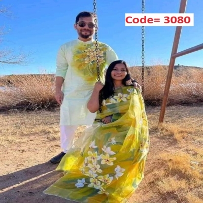 Picture of Block Printed Dhupian Silk Couple Set (3080)