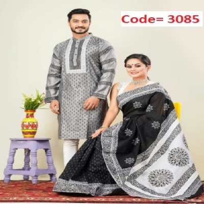 Picture of Block Printed Dhupian Silk Couple Set (3085)