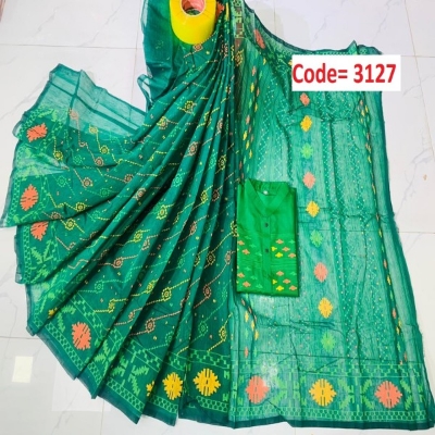 Picture of Block Printed Dhupian Silk Couple Set I3127)