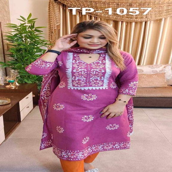 Picture of High Quality China Lily Cotton Fabric With Digital Printed Readymade Kurtis for Women.(1057)