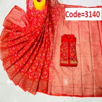 Picture of Block Printed Dhupian Silk Couple Set (3140)
