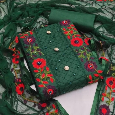 Picture of New exclusive Rangdhonu designed VIP Linen Amburtari Les Work 3 Piece For Stylish (AR-113)