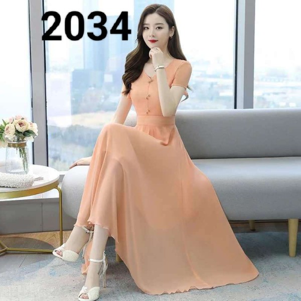 Picture of New Attractive Georjet Exclusive designed Gown 1piece long kurti For Stylish Women / Girls(2034)