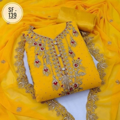 Picture of Embroidery & Stone Work Georgette Kameez Four Peace (GR-106)