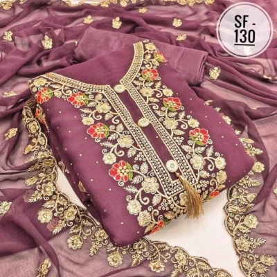 Picture of Embroidery & Stone Work Georgette Kameez Four Peace (GR-107)