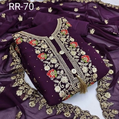 Picture of Embroidery & Stone Work Georgette Kameez Four Peace (GR-116)