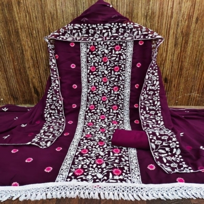 Picture of Embroidery & Stone Work Georgette Kameez Four Peace (GR-137)
