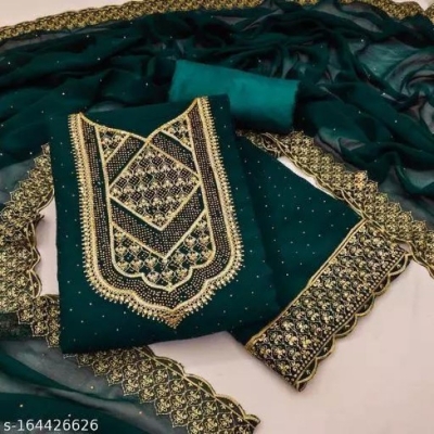 Picture of Embroidery & Stone Work Georgette Kameez Four Peace (GR-140)