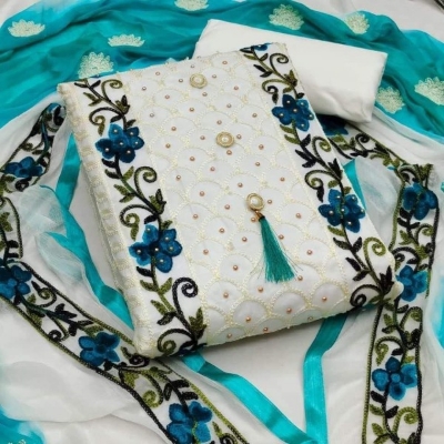 Picture of Ari Work embodari Cotton Stylish Gorgeous Three Piece Shalwar Kamiz Dresses(AR-110)