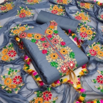 Picture of Ari Work embodari Cotton Stylish Gorgeous Three Piece Shalwar Kamiz Dresses(AR-128)